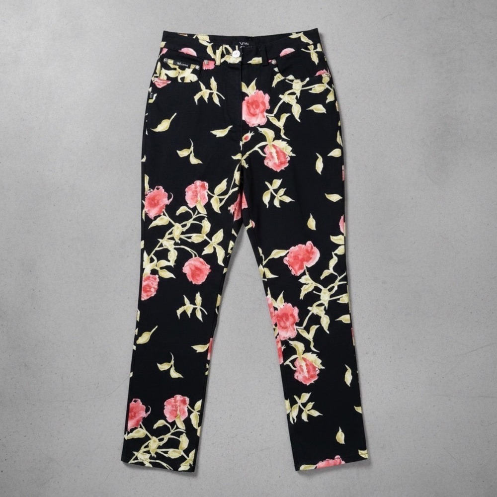 Votre Nom Vintage High Rise Floral Mom Jeans Black Size 24 (EU 36)